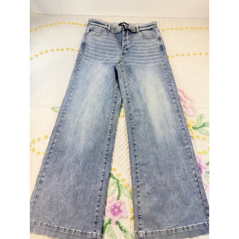 Judy Blue Retro Wide Leg Jeans Light Wash Button Fly High Rise 13/31 JB881104 LT - Picture 2 of 9